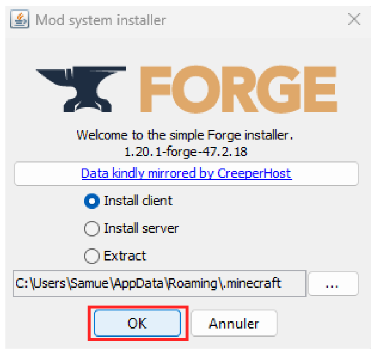 Installation via le Launcher